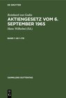 Buchcover Reinhard von Godin: Aktiengesetz vom 6. September 1965 / §§ 1–178