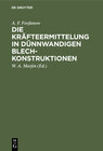 Buchcover Die Kräfteermittelung in Dünnwandigen Blechkonstruktionen