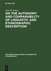 Buchcover On the Autonomy and Comparability of Linguistic and Ethnographic Description