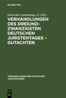 Buchcover Verhandlungen des Dreiundzwanzigsten Deutschen Juristentages – Gutachten