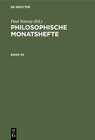 Buchcover Philosophische Monatshefte / Philosophische Monatshefte. Band 30