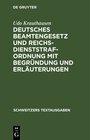 Buchcover Deutsches Beamtengesetz und Reichsdienststrafordnung mit Begründung und Erläuterungen
