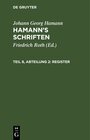 Buchcover Johann Georg Hamann: Hamann’s Schriften / Register