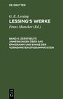 Buchcover G. E. Lessing: Lessing’s Werke / Zerstreute Anmerkungen über das Ephigramm und einige der vornehmsten Epigrammatisten