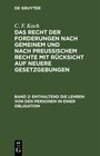 Buchcover C. F. Koch: Das Recht der Forderungen nach Gemeinem und nach Preußischem... / Enthaltend die Lehren von den Personen in 