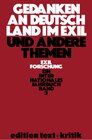 Buchcover Gedanken an Deutschland im Exil und andere Themen