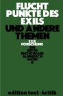 Buchcover Fluchtpunkte des Exils und andere Themen