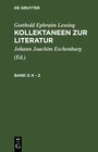 Buchcover Gotthold Ephraim Lessing: Kollektaneen zur Literatur / K - Z