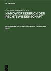 Buchcover Handwörterbuch der Rechtswissenschaft / Rechtspflegestatistik – Russisches Recht