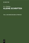 Buchcover Zur Griechischen Litteratur