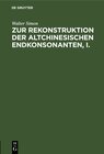 Buchcover Zur Rekonstruktion der altchinesischen Endkonsonanten, I.