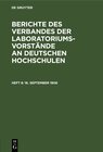 Buchcover Berichte des Verbandes der Laboratoriums-Vorstände an deutschen Hochschulen / 16. September 1906