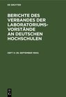 Buchcover Berichte des Verbandes der Laboratoriums-Vorstände an deutschen Hochschulen / (18. September 1900)
