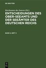 Buchcover Entscheidungen des Ober-Seeamts und der Seeämter des Deutschen Reichs / Entscheidungen des Ober-Seeamts und der Seeämter