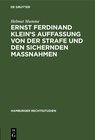 Buchcover Ernst Ferdinand Klein’s Auffassung von der Strafe und den sichernden Massnahmen
