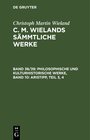 Buchcover Christoph Martin Wieland: C. M. Wielands Sämmtliche Werke / Philosophische und kulturhistorische Werke, Band 10: Aristip