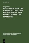 Buchcover Rückblick auf die Entwicklung der Geographischen Gesellschaft in Hamburg