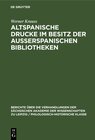 Buchcover Altspanische Drucke im Besitz der ausserspanischen Bibliotheken