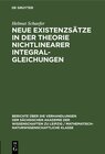 Buchcover Neue Existenzsätze in der Theorie nichtlinearer Integralgleichungen