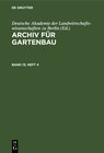 Buchcover Archiv für Gartenbau / Archiv für Gartenbau. Band 13, Heft 4
