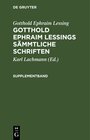 Buchcover Gotthold Ephraim Lessings Sämmtliche Schriften. Supplementband