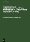 Buchcover Archives of Animal Nutrition / Archiv für Tierernährung / November 1987