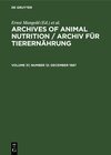 Buchcover Archives of Animal Nutrition / Archiv für Tierernährung / December 1987