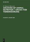 Buchcover Archives of Animal Nutrition / Archiv für Tierernährung / January 1987