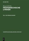 Buchcover Frühgriechische Lyriker / Die Frühen Elegiker