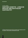 Buchcover Goethes Sonette - Lyrische Epoche und motivische Kontinuität
