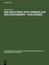 Buchcover Ein Nachtrag zum Lebenslauf des Epikureers - Philonides