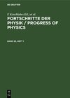 Buchcover Fortschritte der Physik / Progress of Physics / Fortschritte der Physik / Progress of Physics. Band 25, Heft 1