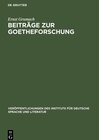Buchcover Beiträge zur Goetheforschung