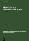 Buchcover Beiträge zur Goetheforschung