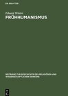 Buchcover Frühhumanismus