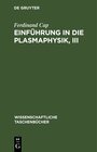 Buchcover Einführung in die Plasmaphysik, III