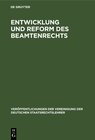 Buchcover Entwicklung und Reform des Beamtenrechts