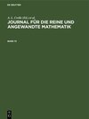 Buchcover Journal für die reine und angewandte Mathematik / Journal für die reine und angewandte Mathematik. Band 73