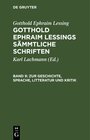 Buchcover Zur Geschichte, Sprache, Litteratur und Kritik