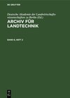 Buchcover Archiv für Landtechnik / Archiv für Landtechnik. Band 6, Heft 2