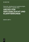 Buchcover Archiv für Geflügelzucht und Kleintierkunde / Archiv für Geflügelzucht und Kleintierkunde. Band 10, Heft 4