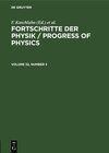 Buchcover Fortschritte der Physik / Progress of Physics. Volume 32, Number 3