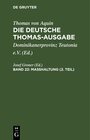 Buchcover Thomas von Aquin: Die deutsche Thomas-Ausgabe / Masshaltung (2. Teil)