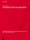 Buchcover Luvische Texte in Umschrift