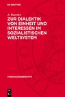 Buchcover Zur Dialektik von Einheit und Interessen im sozialistischen Weltsystem