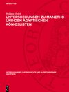Buchcover Untersuchungen zu Manetho und den ägyptischen Königslisten