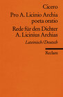Buchcover Pro A. Licinio Archia poeta oratio / Rede für den Dichter A. Licinius Archias