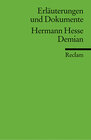 Buchcover Erläuterungen und Dokumente zu Hermann Hesse: Demian