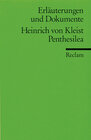 Buchcover Erläuterungen und Dokumente zu Heinrich von Kleist: Penthesilea