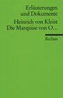 Buchcover Erläuterungen und Dokumente zu Heinrich von Kleist: Die Marquise von O...